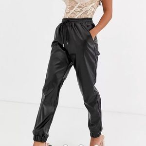 Missguided Faux Learher High waisted Joggers